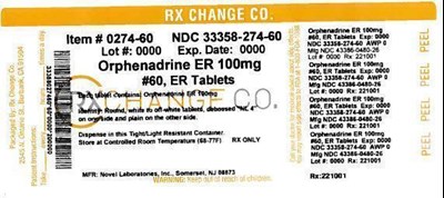 Rxchange Co. (33358-274-60) Orphenadrine Citrate Er, 60 Er Tablets (Rxchange Co. (33358 274 60) Orphenadrine Citrate Er, 60 Er Tablets)